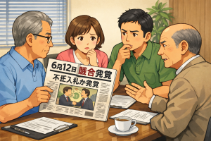 談合発覚記事を見ている役員
